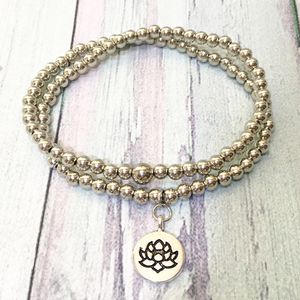 MG0588 Nouvelle Arrivée Conception Femmes Braclet 6 mm CCB Perles Lotus Charme Bracelet Yoga Bracelet