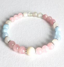 MG0802 6 mm Moonstone Essentiële olie Diffuser Bracelet Womens Rose Quartz Bracelet Aquamarine Energy Aromatherapy Sieraden8888602