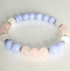 MG0816 Top Grade Blue Lace Agate Bracelet Sneeuw Quartz Rose Quartz Bracelet Negatieve energiebescherming Bracelet1149524