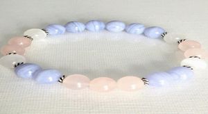 MG0816 Bracelet Agate Blue de qualité supérieure bracelet Snow Quartz Rose Quartz Bracelet Négative Energy Protection Bracelet8756795