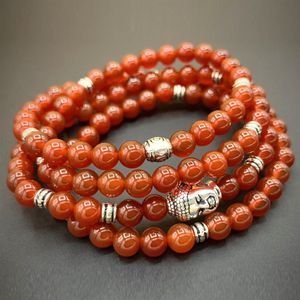 MG0836 6 mm A Grado Cornalina 108 Mala Yoga Joyería Buda Equilibrio Pulsera Envoltura Espiritual Regalo para Her290H