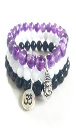 MG0854 NUEVO DEISGN Natural Aquamarine Braceelt Top Grade Negro Turmalina OM Bracelet Trendy Amethyst Buddha Charm Bracelet6567200