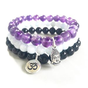 MG0854 NOUVEAU DEISGN NATUREL Aquamarine Braceelt Top Grade Black Tourmaline Om Bracelet Trendy Amethyst Bouddha Charm Bracelet9858232