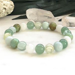 MG0874 nouveau Design vert Aventurine prehnite Bracelet femmes africaine Turquoise pierre de lune énergie puissance Bracelet 1773