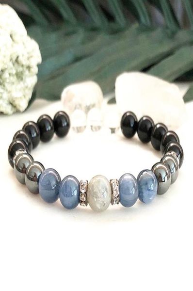 MG0880 Nouveau design pour hommes un bracelet kyanite Garde Bracelet Natural Hematite Labradorite Bracelet à la main