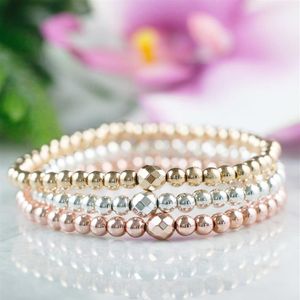 MG0943 nouveau Design délicat hématite Bracelet de perles couleur or perles empilables Bracelets extensible EMF Protection Bracelet 231x