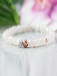 MG1053 Bracelet en Quartz Rose pour femmes bijoux d'aromathérapie Bracelet diffuseur d'huile essentielle Bracelet en or Rose avec pierres précieuses de lave 5197543