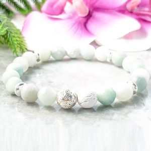 MG1089 Face Amazonite Bracelet De Lave Cristaux De Guérison À La Mode Soulagement Du Stress Bracelet De Pierres Précieuses De Haute Qualité Yoga Mala Poignet Équilibre Bracelet