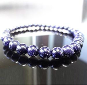 Mg1189 heren 6 mm Natuurlijk blauw zand kralen Bracelet Galaxy Blue Sun Sitara Stone Bead armband voor Men3653269