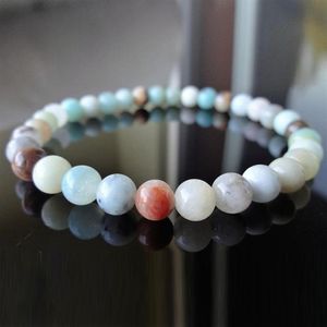 MG1190 6 MM Echte AMAZONIET Kralenarmband voor Mannen Mode Yoga Mala herenarmband336K