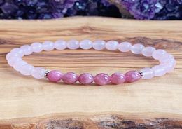 MG1234 6 mm AAA Pink Tourmaline bracelet mala Bracelet Womens Love Love Handmade Rose Quartz bijoux2460836