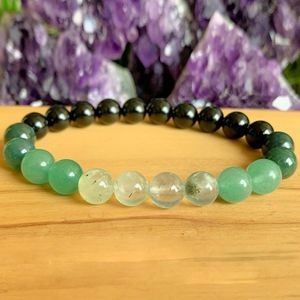 MG1285 Nieuw ontwerp Green Heart Chakra Aaa Black Tourmaline Pols Mala Natural Prehnite Gemstoen Handmade Women's Yoga Bracelet