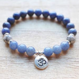 MG1326 naturel brésil bleu Aventurine Bracelet Sodalite sésame jaspe Mala énergie Bracelet bijoux de guérison émotionnelle