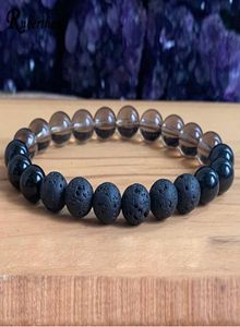 MG1445 Bracelet d'énergie de lave naturelle à brin Naturel Black Tourmaline Smoky Quartz Bracelet Nouveau design Root Root Chakra bracelets mala Bracelets3210264