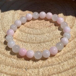 MG1461 Brin 8 mm Naturel Rose Mangano Calcite Bracelet Mode Femmes Apaisant Stress Tension Bijoux Coeur Chakra Poignet Mala