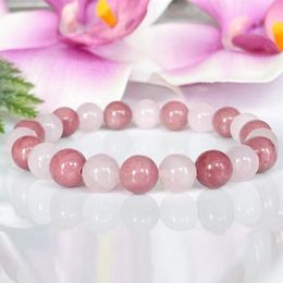 MG1551 Strand Madagascar Rose Quartz AAA Grade Rhodonite Bracelet de perles équilibre émotionnel cristaux de guérison Bracelet d'amour pour femmes