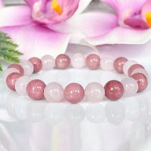 MG1551 Strand Madagascar Rose Quartz AAA Grade Rhodonite Bracelet de perles équilibre émotionnel cristaux de guérison Bracelet d'amour pour femmes