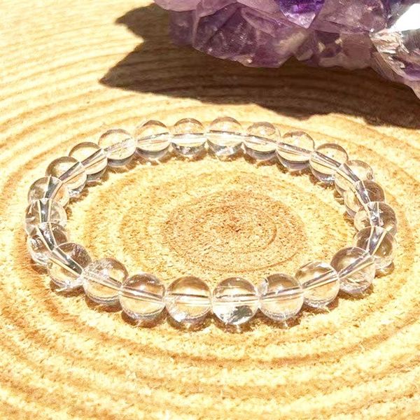 MG1583 Strand 8 MM RARE Satyaloka Clear Azeztulite Bracelet Femmes Hommes Pure White Light Holy Stone Bracelet Energy Flow Jewelry3001