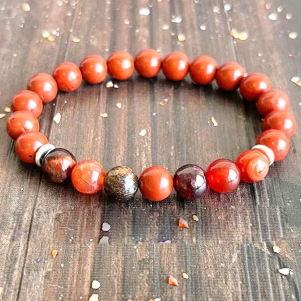 MG1599 brin nouveau Design Chakra sacré 7 poignet Mala Bracelet jaspe rouge oeil de tigre énergie Bracelet Pyrite grenat bijoux