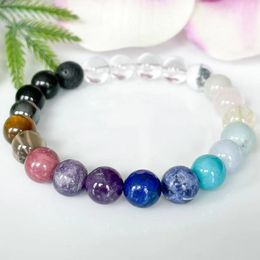 MG1886 8 MM Cuarzo transparente Ansiedad Alivio Soporte Pulsera Mujer Piedra preciosa Corona Chakra Muñeca Mala Yoga Joyería