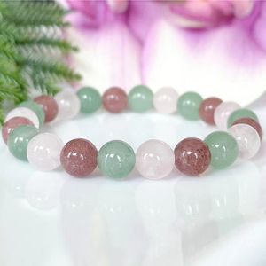 MG1914 8 MM Fraise Quartz Vert Aventurine Madagascar Rose Quartz Bracelet Femmes Chakra Poignet Mala Yoga Bijoux