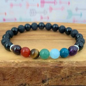 MG1969 8 MM shungite russe 7 Chakras roche pierre de lave Bracelet femmes perles pierres précieuses énergie cristaux de guérison bijoux