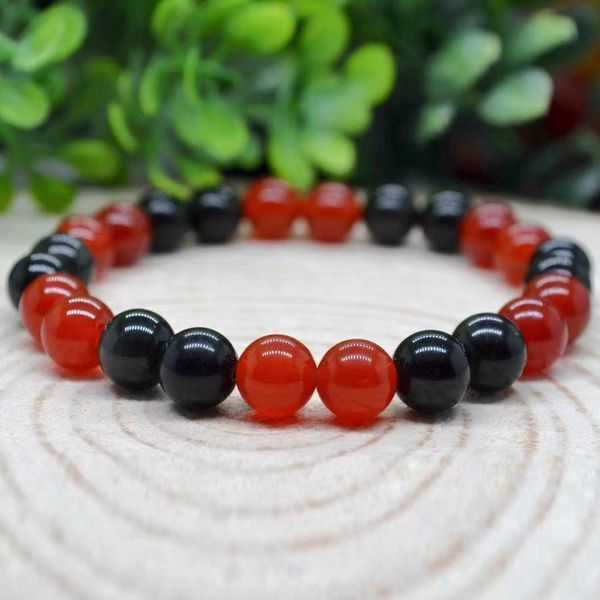 Bracelet en perles de cornaline rouge shungite pour hommes et femmes, bijoux de Protection énergétique EMF, MG1982, 8 MM