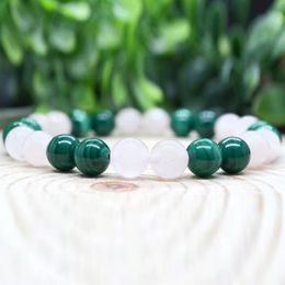 Bracelet Malachite en Quartz Rose de qualité 3A pour hommes et femmes, bijoux de Protection énergétique EMF, MG1990, 8 MM