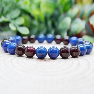 MG1991 8 MM naturel Afghanistan Lapis Lazuli grenat Bracelet mixte femmes perles pierres précieuses énergie cristaux de guérison bijoux