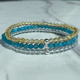 MG2017 4 MM AA Grade Apatite Citrine Quartz clair Bracelet ensemble femmes Mini pierres précieuses poignet Mala bijoux