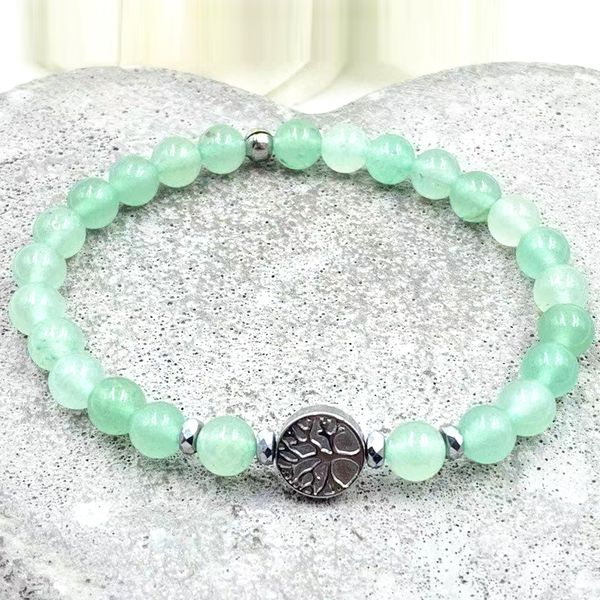 MG2091 6 MM vert Aventurine hématite perles arbre de vie bracelet à breloques femmes Protection énergétique spirituel Mala