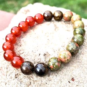 MG2104 8 MM Unakite Jasper cornaline Bronzite Bracelet de perles femmes hommes Design Vintage Protection énergétique poignet Mala