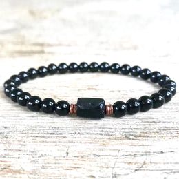 MG2105 6 MM 3A Grade Tourmaline noire brute shungite russe poignet Mala pierre précieuse naturelle Bracelet énergétique