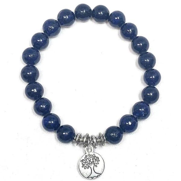 MG2157 en vente 8 mm lapis lazuli arbre de vie Bracelet Fashion femme Gemstone Stress Relief Wrist Yoga Mala