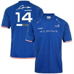 Mgea 2023 Formule 1 Herenmode T-shirts F1 Racing Team de Alpine Spaanse coureur Fernando Alonso Blauw Outdoor Extreme Sports Fans Ronde kraag Korte mouw