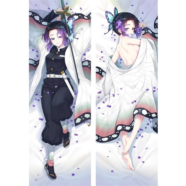 MGF Nuevo diseño Demon Slayer: Kimetsu no Yaiba anime Kochou Shinobu Dakimakura abrazando funda de almohada Kamado Nezuko Y200417