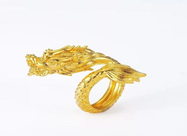 Anillos de dragón MGFam 212R para hombre varonil, apertura ajustada, chapado en oro de 24k, mascota de China, joyería de estilo nacional 2285270