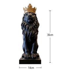 MGT abstrait résine Lion Sculpture couronne Lion Statue artisanat décorations Lion roi modèle décoration de la maison accessoires cadeaux 9488930