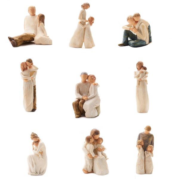 [MGT] Nordic Style Love Family Resin Figure Figurine Ornements Famille Happy Time Décoration Home Craft Mobasing 210318