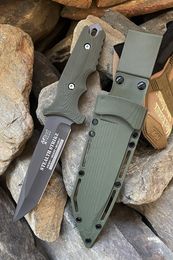 MH cuchillos de caza para acampar D2, hoja con revestimiento de titanio, mango de fibra de vidrio y nailon, cuchillo táctico de combate, cuchillo de hoja fija
