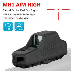 MH1 Red Dot Sight Scope USB opladen Dual Motion Sensor Reflex Sight 2 MOA Red Dot Dradenkruis met Side Leveling Marks