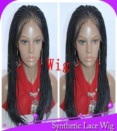 MHAZEL 250 densité tressé boîte Braide synthétique sans colle avant dentelle perruque partie résistant à la chaleur fibre Cosplay Wig71572448122456