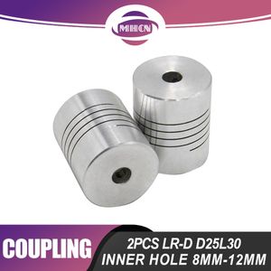 MHCN 2PCS LR-D D25L30 Aluminium koppeling binnengat 8mm-12 mm Flexibele CNC Motor-kaakschachtkoppeling