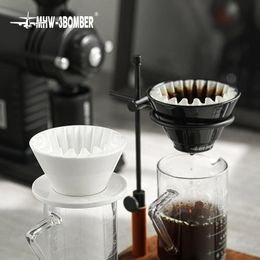 MHW-3BOMBER Tasse de filtre à café en céramique Tasse de filtre à infusion manuelle avec 3 trous Cône de papier Outils de brassage à la main Accessoires Barista à domicile 240313