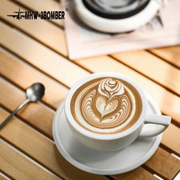MHW3BOMBER 280 ml keramische koffiekopje met schotellepel set kunst latte espresso mok voor thee cappuccino home keuken accessoires 240518
