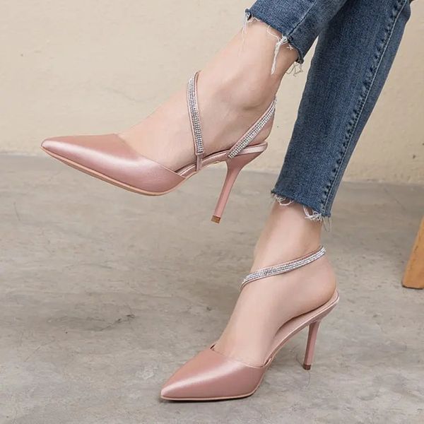 MHYONS femmes cristal sangle pompes mode mince talons hauts printemps été gladiateur chaussures femme nue Slingbacks sandales Mujer 240106