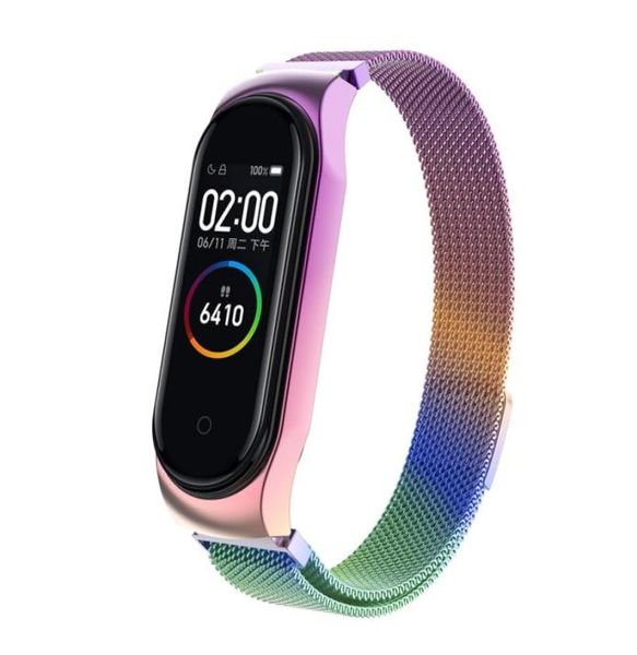 MI Band 4 STRAP METAL METALY SEAKED WORT WORG Band Magnit Watch Band pour Xiaomi MI Band 3 4 Bracelet Fitness Tracker Accessories7220142