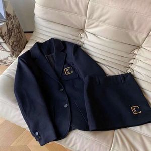 Mi lettre Badge décoration cachemire costume veste + jupe courte ensemble deux pièces pour les femmes 2024 automne/hiver nouveau Style