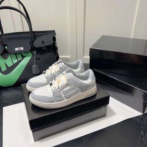 Mi Sneaker Bone Skel Chaussures Hautes Véritable Hommes Noir Designer Version Chaussure Femmes Amiiri Cuir Chunky Même Blanc Faible Panda Couples Conseil Occasionnel KMKZ