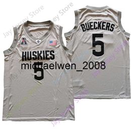 Mi08 2021 Nouveau NCAA College Connecticut UConn Huskies Jersey 5 Paige Bueckers Gris Taille S-3XL